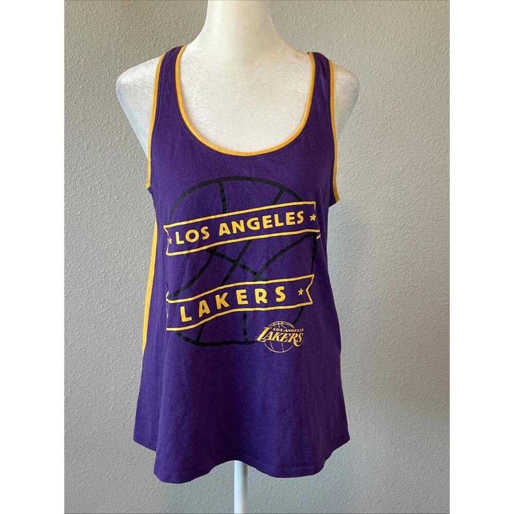 Lakers Tie Back Logo Tank Top Purple/Yellow Size Large